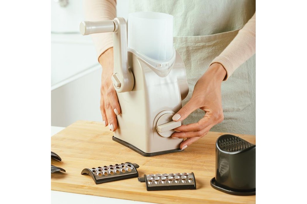 Χειροκίνητος περιστροφικός τρίφτης τυριών, λαχανικών και ξηρών καρπών "Misty" με 6 ανταλλακτικά 25cm Χειροκίνητος περιστροφικός τρίφτης τυριών, λαχανικών και ξηρών καρπών "Misty" με 6 ανταλλακτικά 25cm