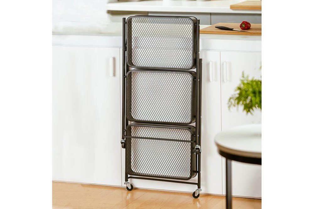Τρόλεϊ κουζίνας πτυσσόμενο μεταλλικό "Misty" 3 θέσεων 77cm Τρόλεϊ κουζίνας πτυσσόμενο μεταλλικό "Misty" 3 θέσεων 77cm