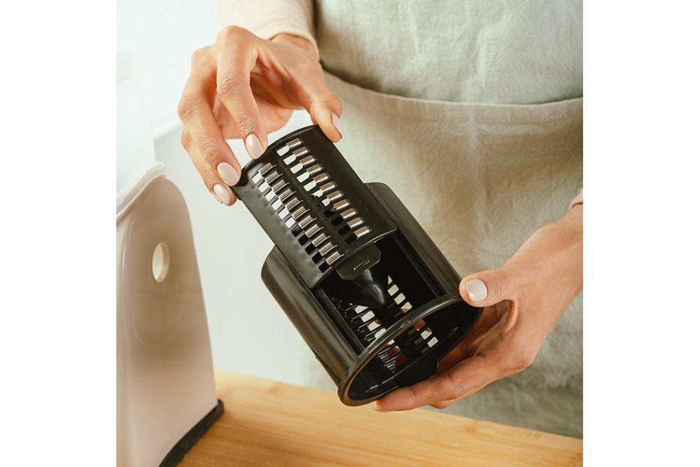 Χειροκίνητος περιστροφικός τρίφτης τυριών, λαχανικών και ξηρών καρπών "Misty" με 6 ανταλλακτικά 25cm Χειροκίνητος περιστροφικός τρίφτης τυριών, λαχανικών και ξηρών καρπών "Misty" με 6 ανταλλακτικά 25cm