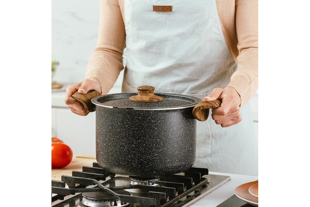 Κατσαρόλα με καπάκι-σουρωτήρι "Nature" και αντικολλητική επίστρωση stone 22cm Κατσαρόλα με καπάκι-σουρωτήρι "Nature" και αντικολλητική επίστρωση stone 22cm