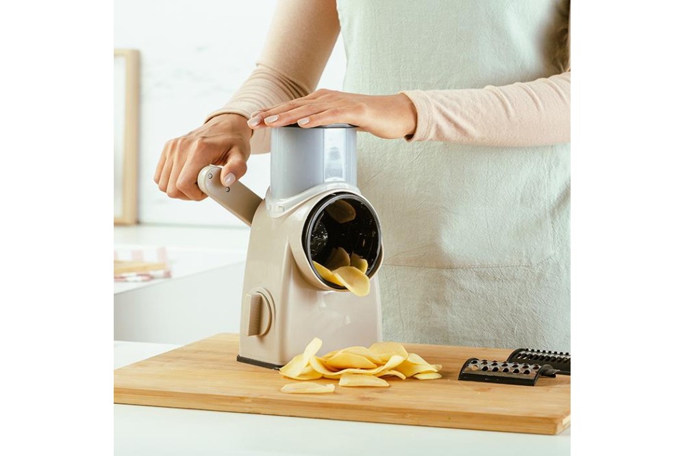 Χειροκίνητος περιστροφικός τρίφτης τυριών, λαχανικών και ξηρών καρπών "Misty" με 6 ανταλλακτικά 25cm Χειροκίνητος περιστροφικός τρίφτης τυριών, λαχανικών και ξηρών καρπών "Misty" με 6 ανταλλακτικά 25cm