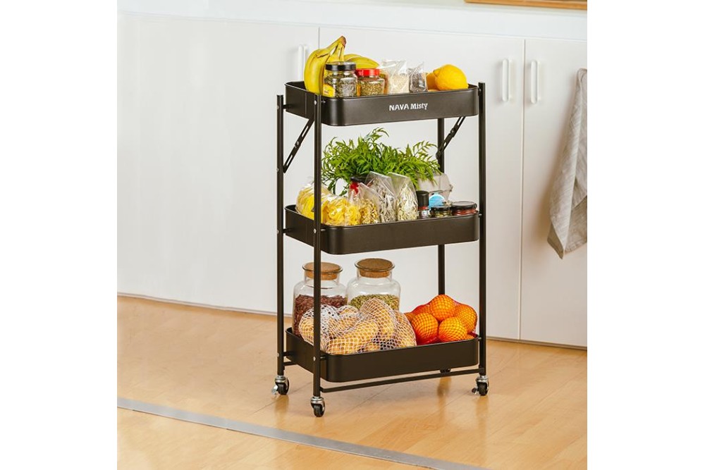 Τρόλεϊ κουζίνας πτυσσόμενο μεταλλικό "Misty" 3 θέσεων 77cm Τρόλεϊ κουζίνας πτυσσόμενο μεταλλικό "Misty" 3 θέσεων 77cm