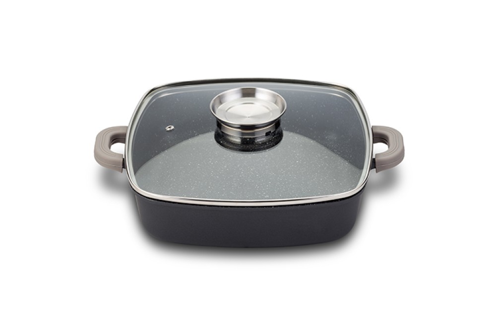 Τετράγωνη ημίχυτρα-γάστρα "Funtzio" με αντικολλητική επίστρωση stone 28cm Τετράγωνη ημίχυτρα-γάστρα "Funtzio" με αντικολλητική επίστρωση stone 28cm