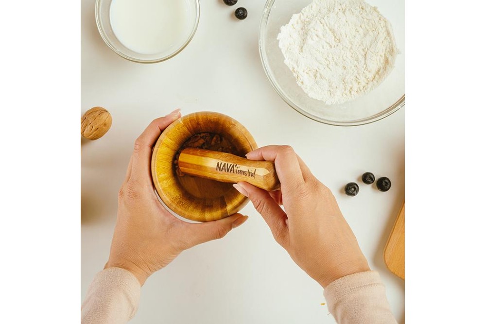 Ξύλινο γουδί με γουδοχέρι "Terrestrial" 10.5cm Ξύλινο γουδί με γουδοχέρι "Terrestrial" 10.5cm