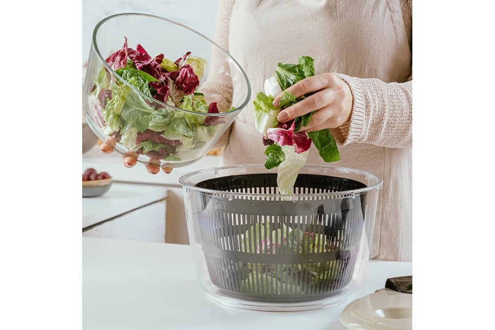 Στραγγιστήρι λαχανικών "Misty" με κλιπ ασφαλείας και περιστρεφόμενο δοχείο αποστράγγισης 24.5cm