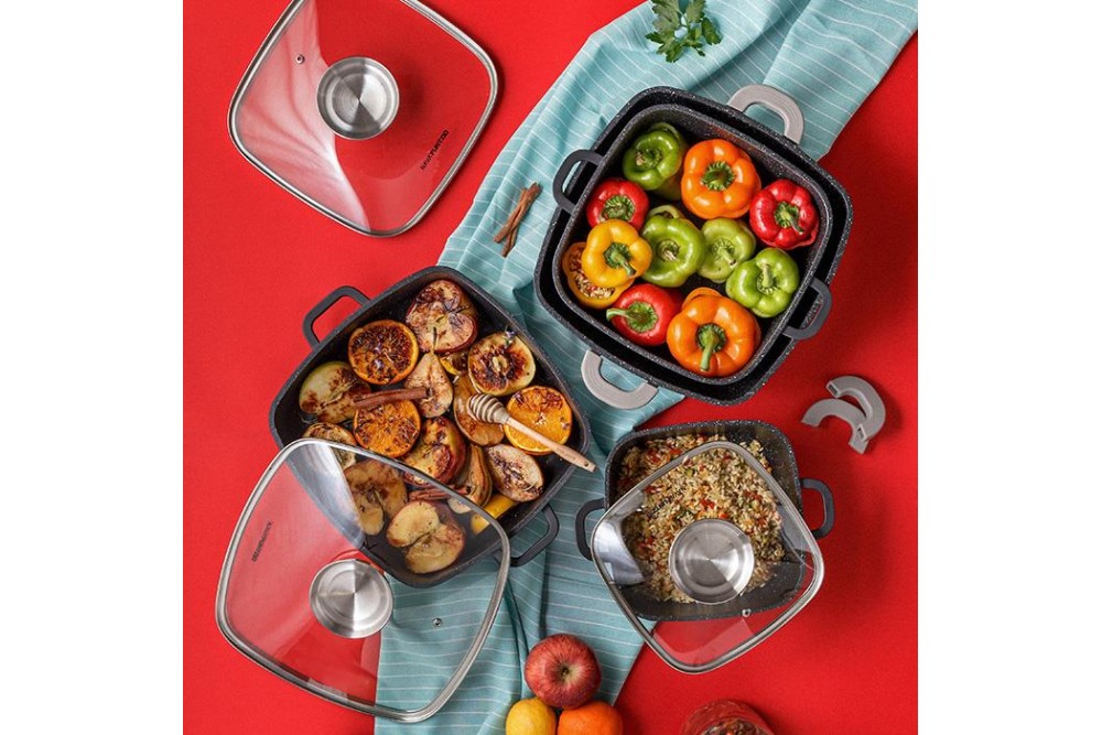 Τετράγωνη κατσαρόλα-γάστρα "Funtzio" με αντικολλητική επίστρωση stone 20cm Τετράγωνη κατσαρόλα-γάστρα "Funtzio" με αντικολλητική επίστρωση stone 20cm