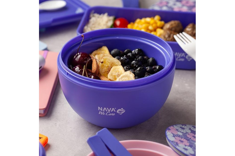 Δοχείο φαγητού πλαστικό στρογγυλό "We Care", μωβ 800ml