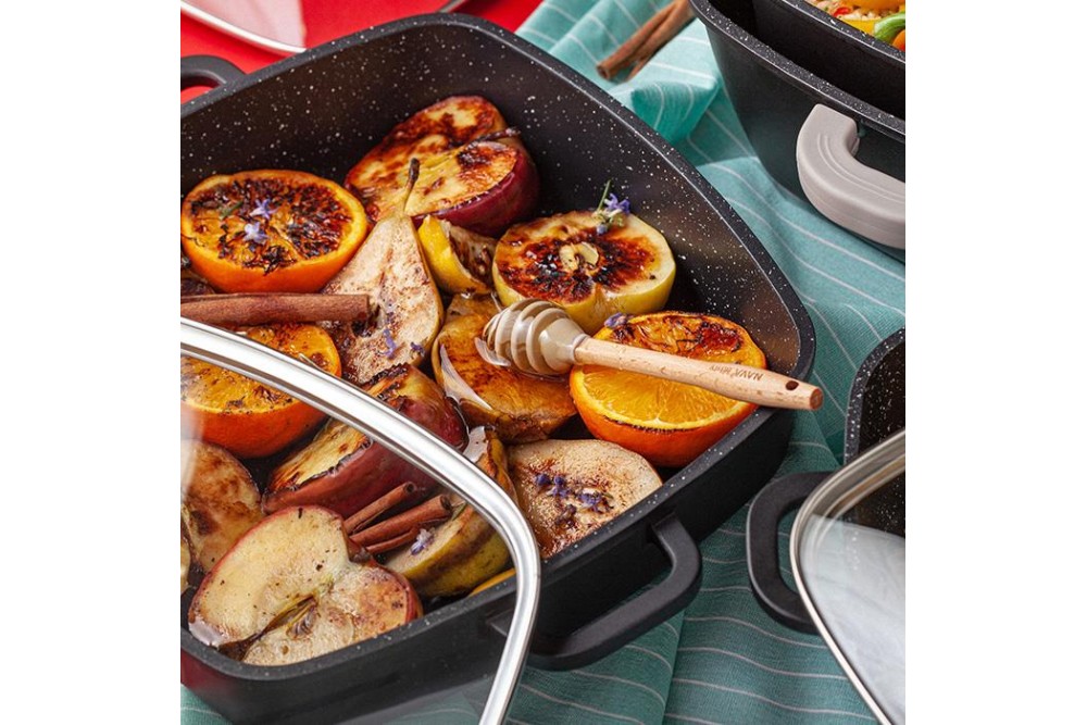 Τετράγωνη ημίχυτρα-γάστρα "Funtzio" με αντικολλητική επίστρωση stone 28cm Τετράγωνη ημίχυτρα-γάστρα "Funtzio" με αντικολλητική επίστρωση stone 28cm