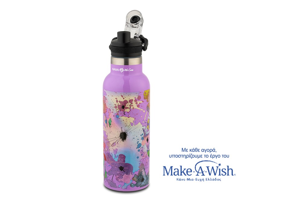 Θερμός μπουκάλι ανοξείδωτο "We Care", λιλά 500ml