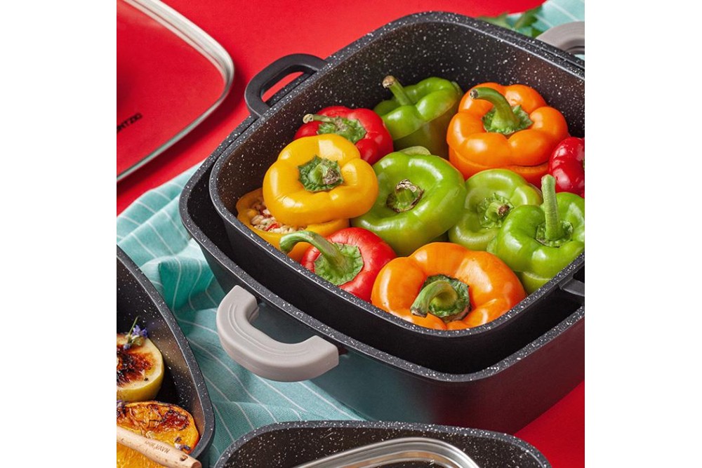 Τετράγωνη κατσαρόλα-γάστρα "Funtzio" με αντικολλητική επίστρωση stone 24cm Τετράγωνη κατσαρόλα-γάστρα "Funtzio" με αντικολλητική επίστρωση stone 24cm