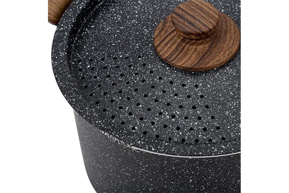 Κατσαρόλα με καπάκι-σουρωτήρι "Nature" και αντικολλητική επίστρωση stone 22cm Κατσαρόλα με καπάκι-σουρωτήρι "Nature" και αντικολλητική επίστρωση stone 22cm