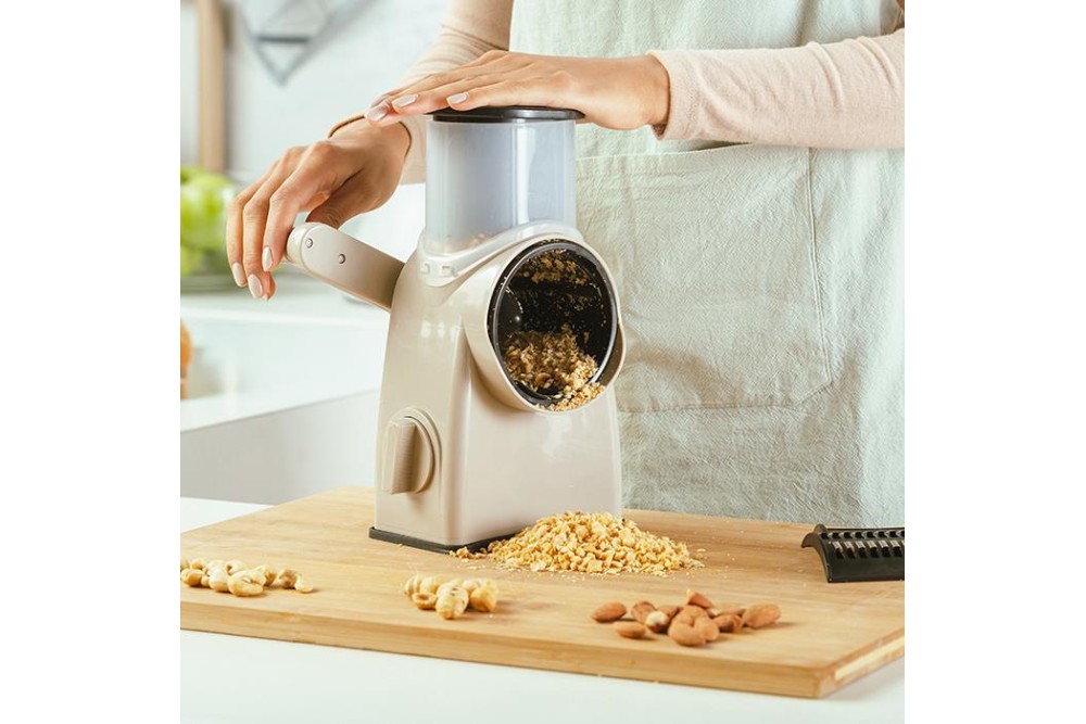 Χειροκίνητος περιστροφικός τρίφτης τυριών, λαχανικών και ξηρών καρπών "Misty" με 6 ανταλλακτικά 25cm Χειροκίνητος περιστροφικός τρίφτης τυριών, λαχανικών και ξηρών καρπών "Misty" με 6 ανταλλακτικά 25cm