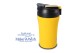Θερμός ποτήρι με καλαμάκι για κρύο και στόμιο για ζεστό καφέ "We Care" κίτρινο 450ml