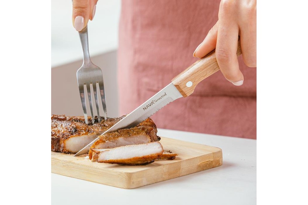 Aνοξείδωτο ατσάλινο μαχαίρι κρέατος "Terrestrial" με ξύλινη λαβή σετ 2τεμ. 21.5cm Aνοξείδωτο ατσάλινο μαχαίρι κρέατος "Terrestrial" με ξύλινη λαβή σετ 2τεμ. 21.5cm