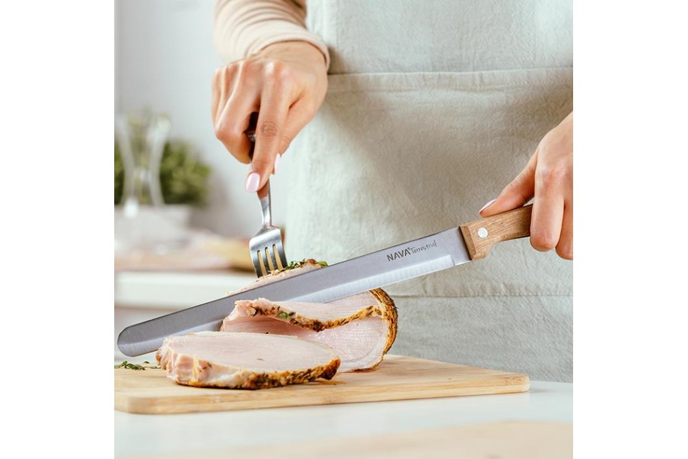 Aνοξείδωτο ατσάλινο μαχαίρι αλλαντικών "Terrestrial" με ξύλινη λαβή 36cm