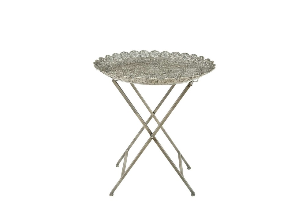 Art et Lumiere Στρογγυλό Τραπεζάκι-Δίσκος Μεταλλικό Μ57.5xΠ57.5xΥ66εκ.