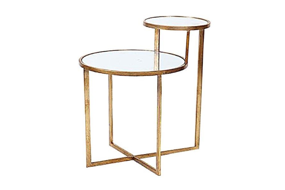 ART ET LUMIERE ΤΡΑΠΕΖΙ ΣΑΛΟΝΙΟΥ ΧΡΥΣΟ ΔΙΠΛΟ ΜΕ ΚΑΘΡΕΦΤΗ Φ51.5Χ41Χ71ΕΚ